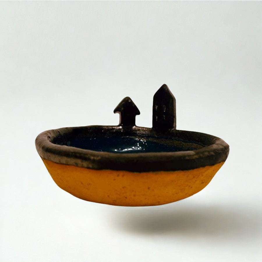 Suport lumânare ceramic „Noapte în sat”