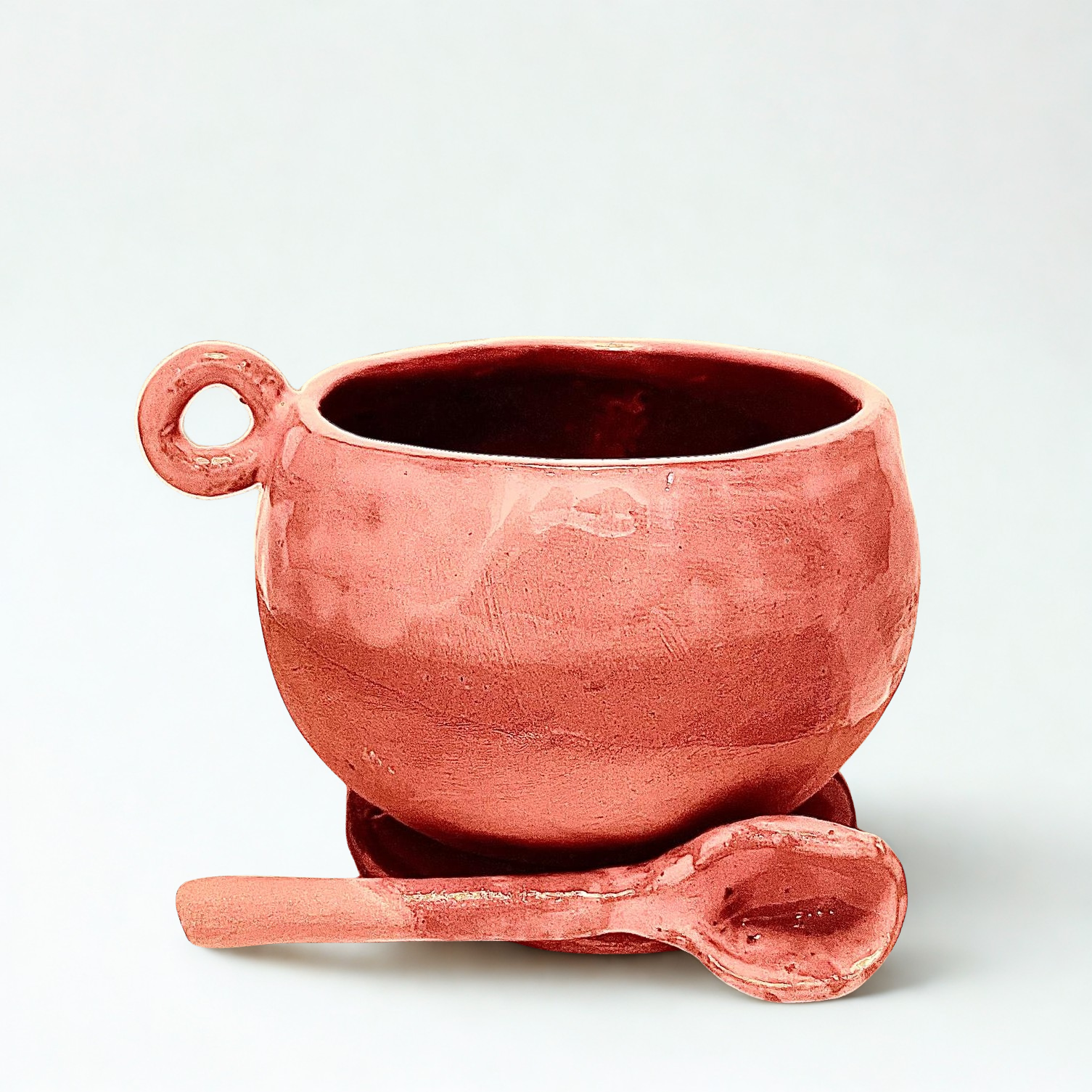 Cană ceramică glazurată – Roșu de Apus