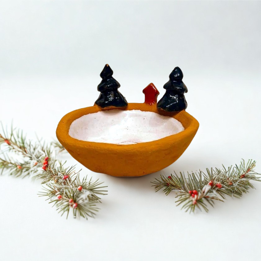 Suport lumânare ceramic „Căsuța din pădure”