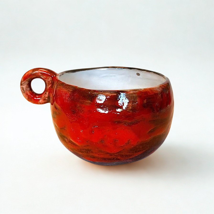 Cană ceramică glazurată „Roșu Vulcanic”