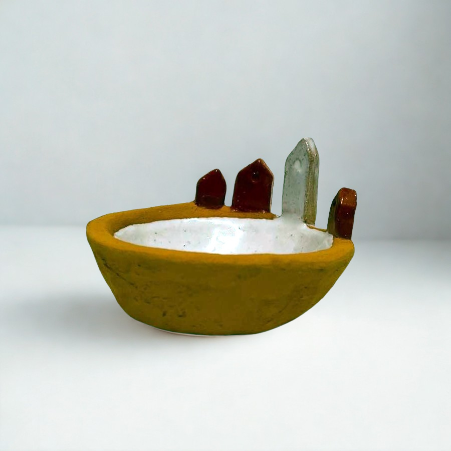 Suport lumânare ceramic „Satul de poveste”