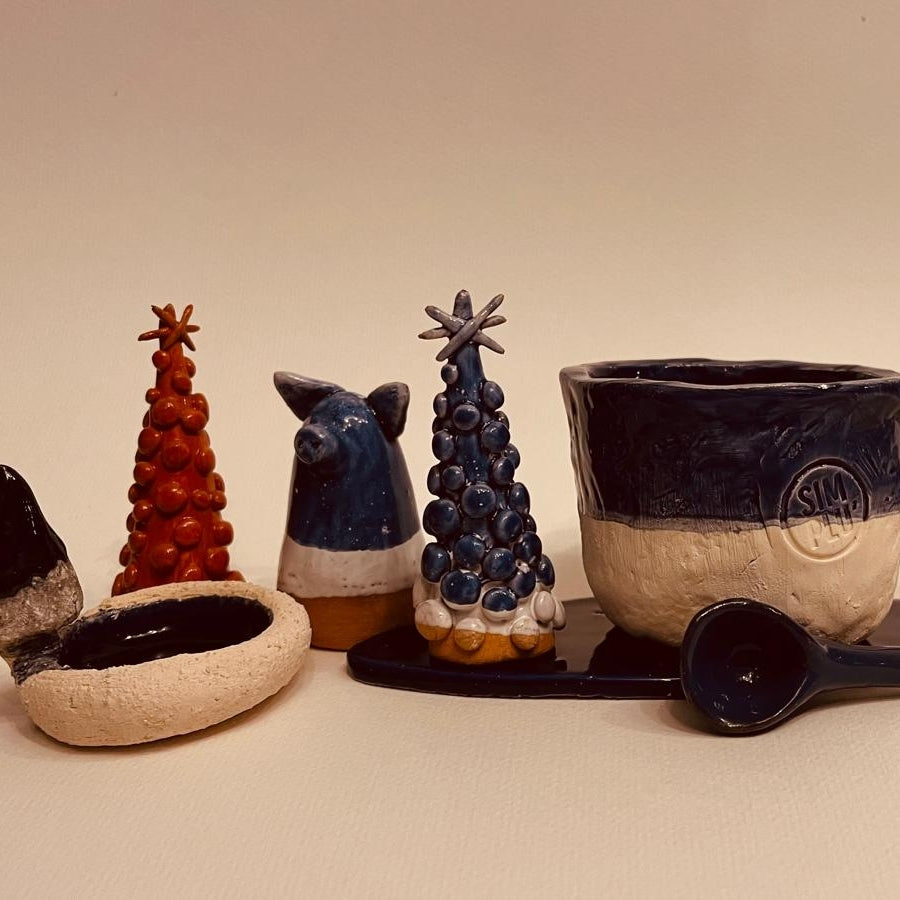 Set ceramic artizanal „Blue Forest”