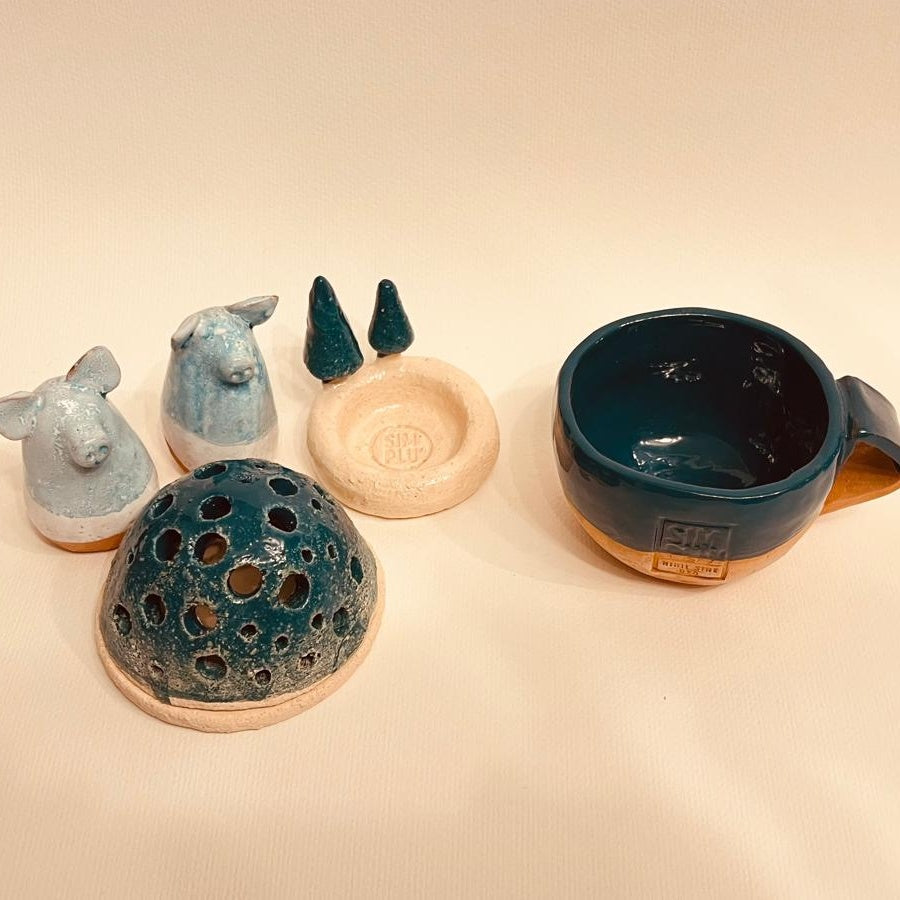 Set ceramic artizanal „Blue Forest”