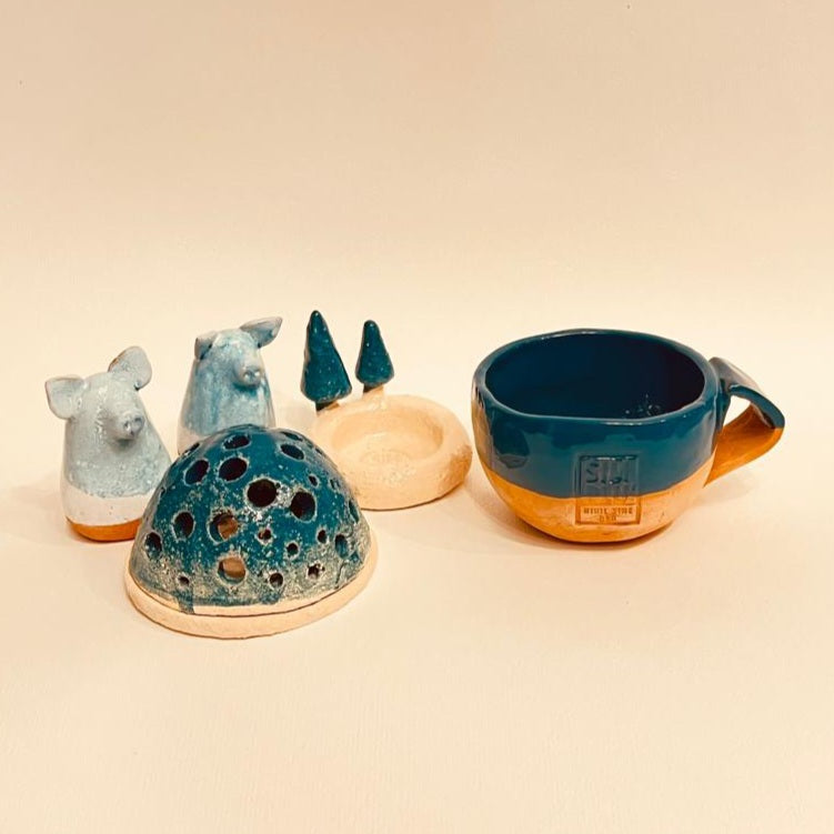 Set ceramic artizanal „Blue Forest”