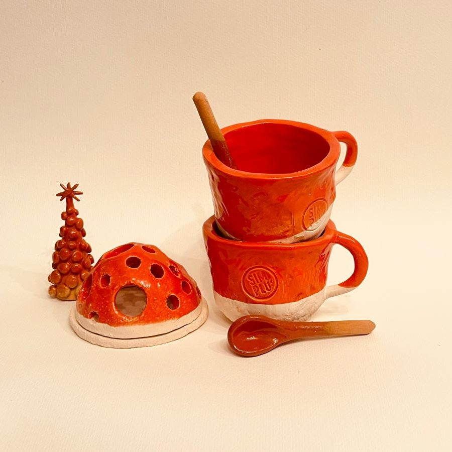 Set ceramic artizanal „Fire Glow”