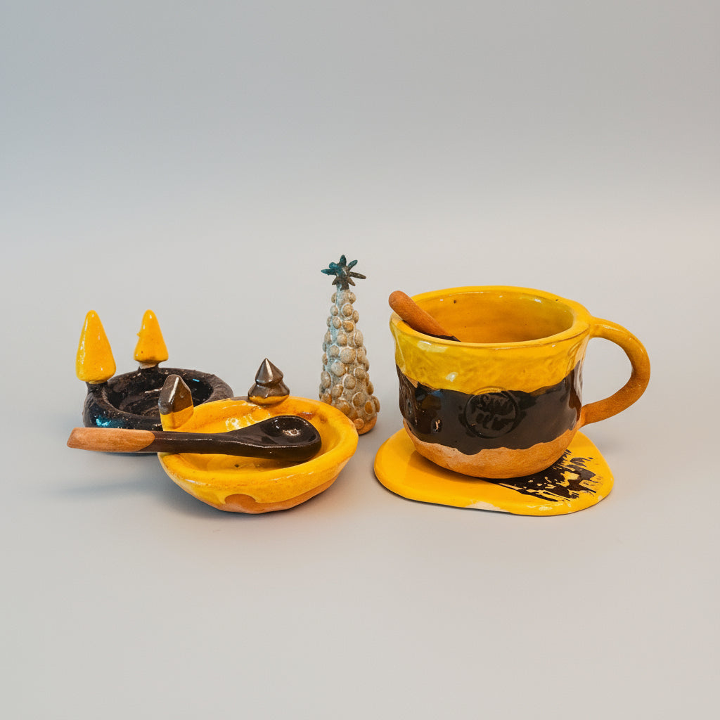 Set ceramică artizanală „Golden Dawn”