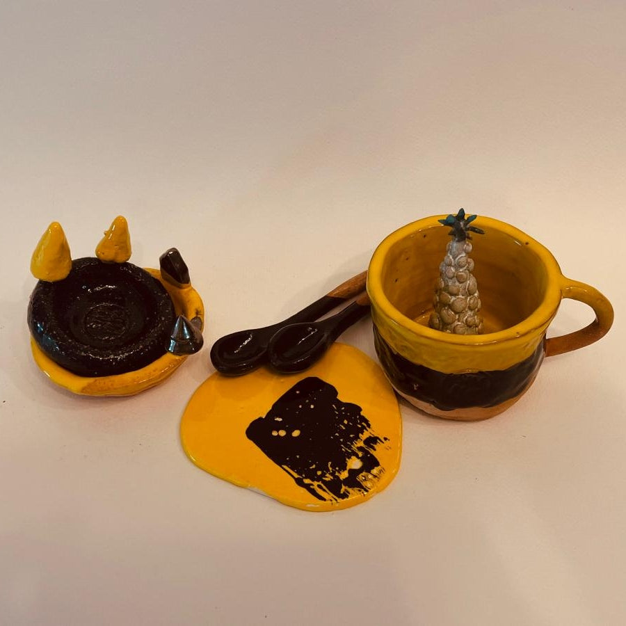 Set ceramică artizanală „Golden Dawn”