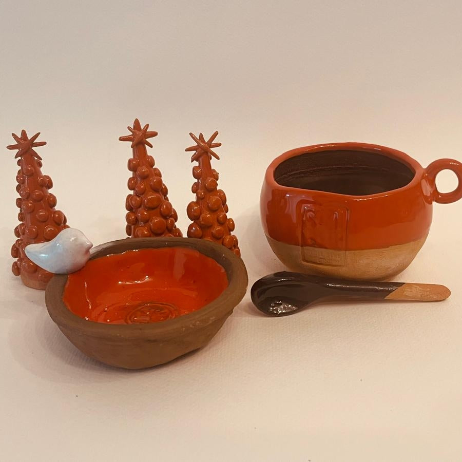 Set ceramică artizanală „Red Harmony”