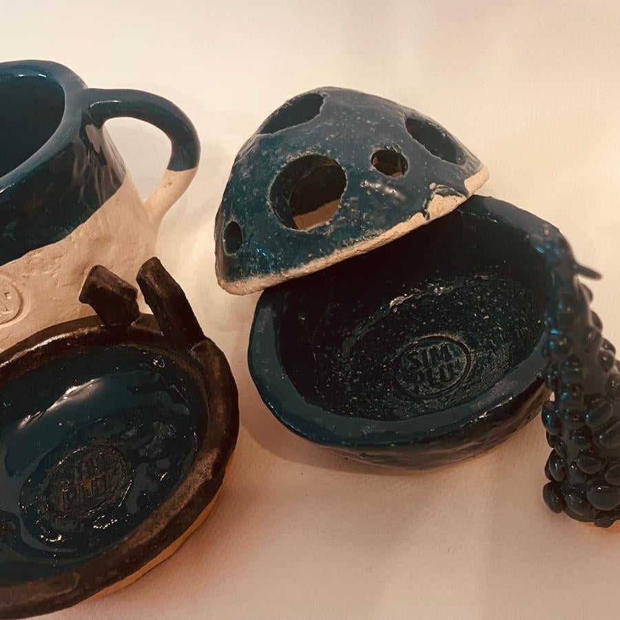Set ceramică artizanală „Blue Forest”