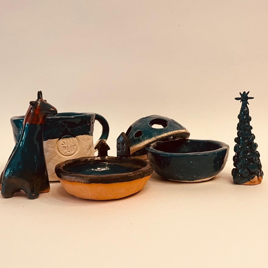 Set ceramică artizanală „Blue Forest”