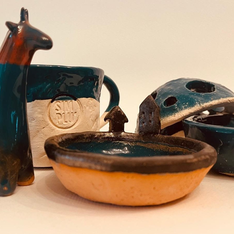 Set ceramică artizanală „Blue Forest”