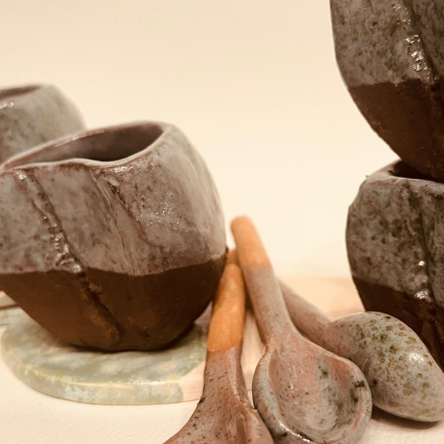 Set ceramică artizanală „Coffee Bean”