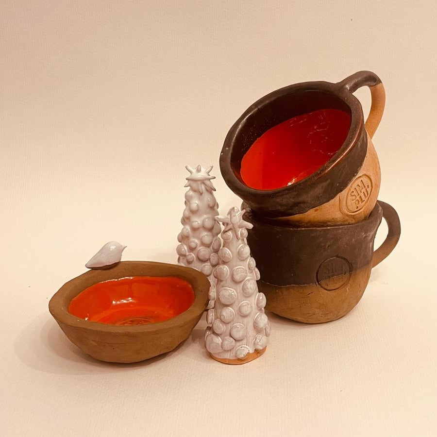 Set ceramică artizanală „Warm Contrast”