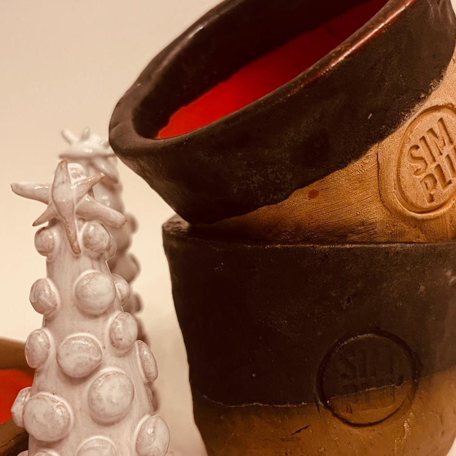 Set ceramică artizanală „Warm Contrast”