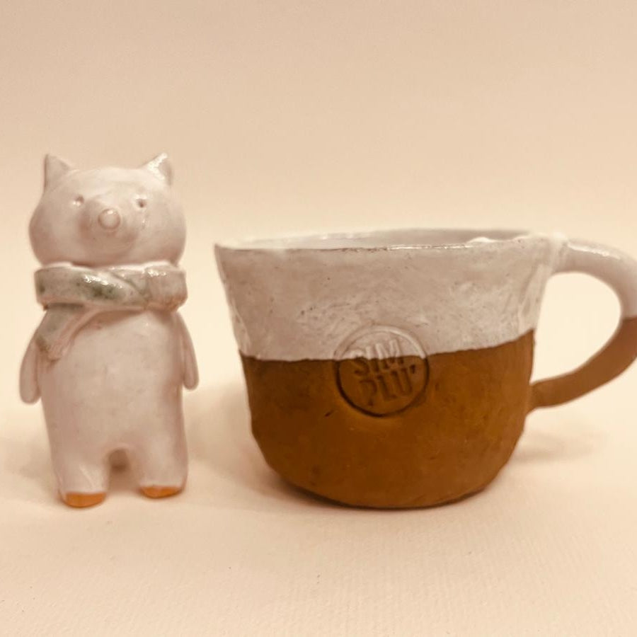 Set ceramică artizanală „Ursul cu fular”