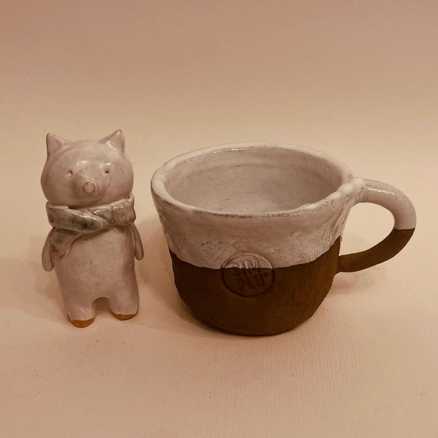 Set ceramică artizanală „Ursul cu fular”