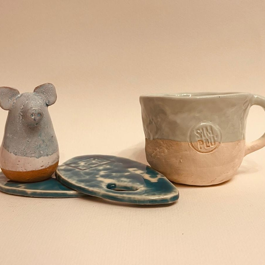 Set ceramică artizanală „Blue Calm”