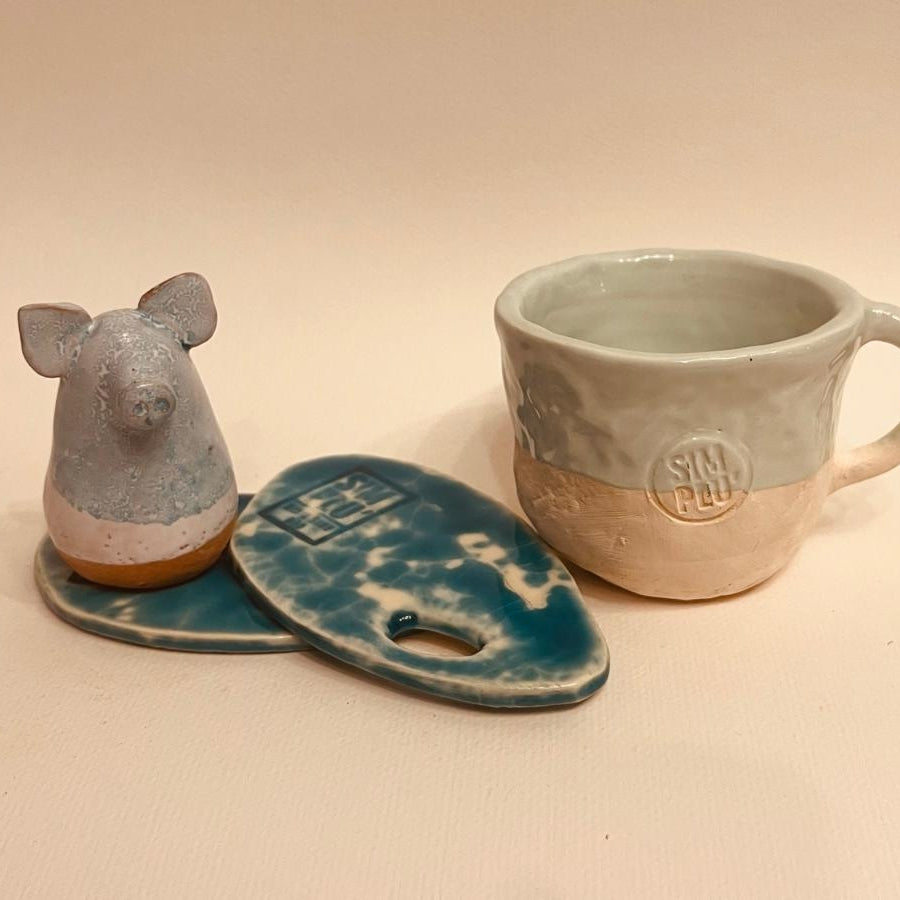 Set ceramică artizanală „Blue Calm”