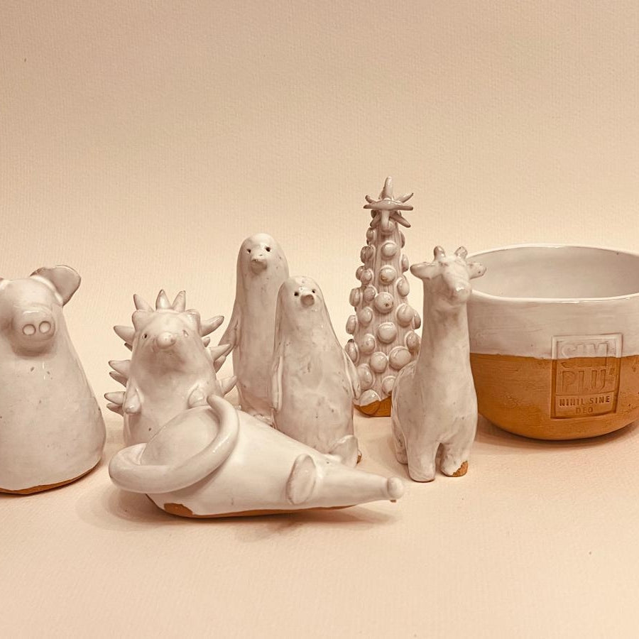 Set ceramică artizanală „Winter Friends”