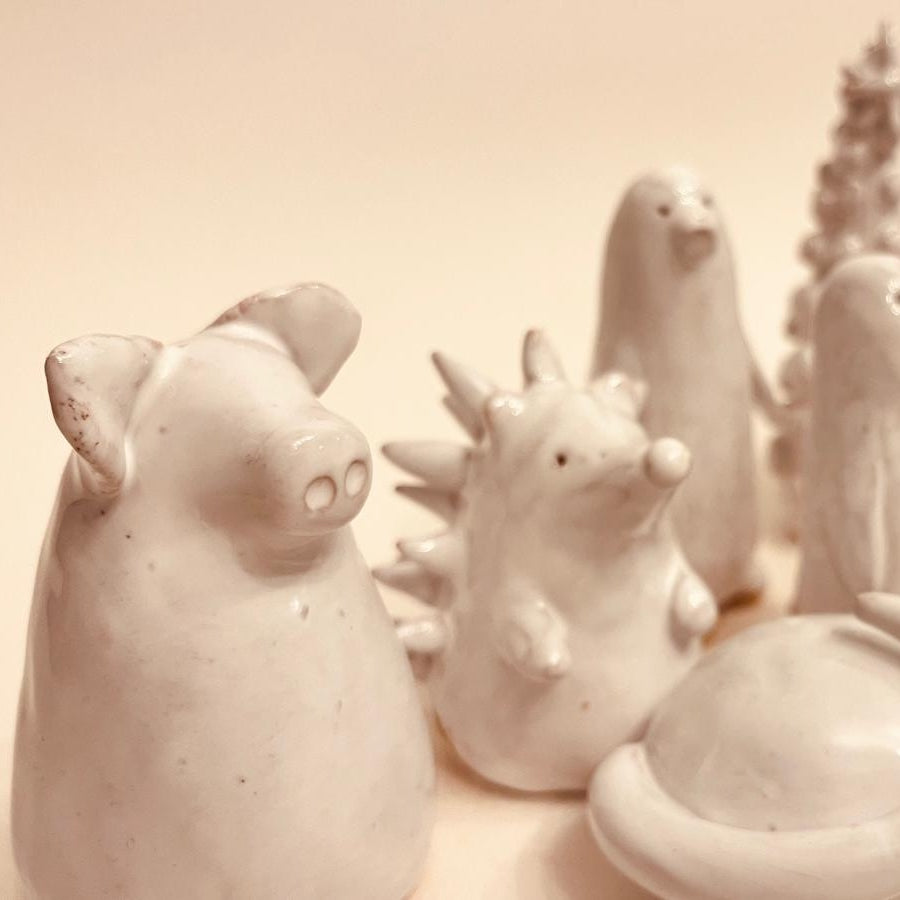 Set ceramică artizanală „Winter Friends”