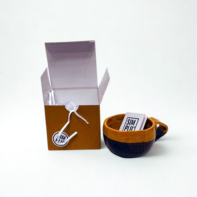 Set 4 căni ceramice glazurate „Amber & Black”