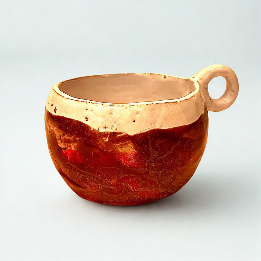 Cană ceramică glazurată „Roșu Pământiu”