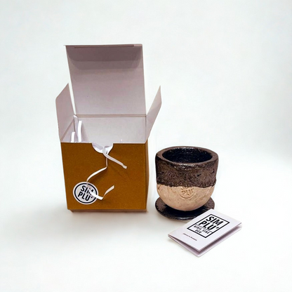 Cană espresso ceramică cu suport „Earth Contrast”