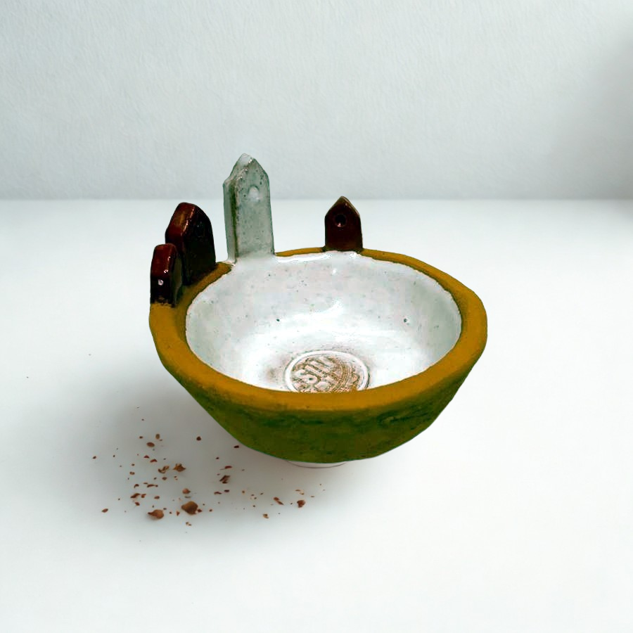 Suport lumânare ceramic „Satul de poveste”