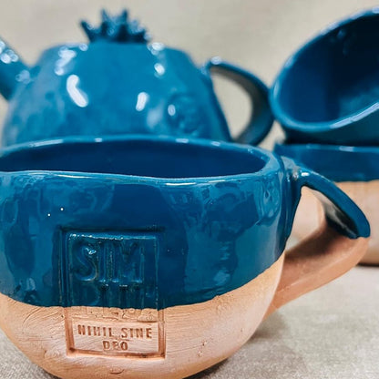 Set de ceai „Albastru Ceramic” – ceainic cu 3 cești