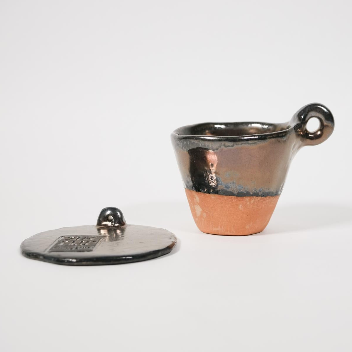 Set 3 cești espresso – Glazură metalică