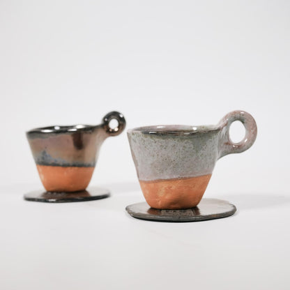 Set 3 cești espresso – Glazură metalică