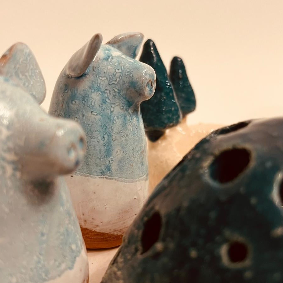 Set ceramic artizanal „Blue Forest”