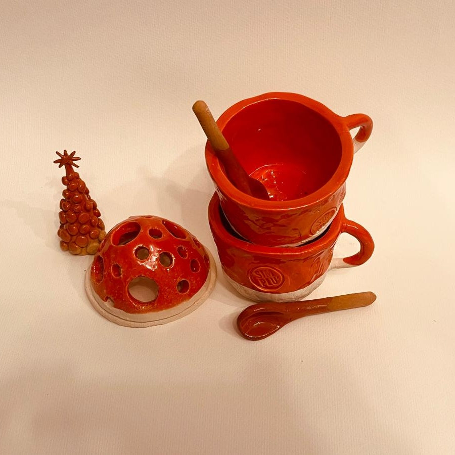 Set ceramic artizanal „Fire Glow”