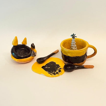 Set ceramică artizanală „Golden Dawn”