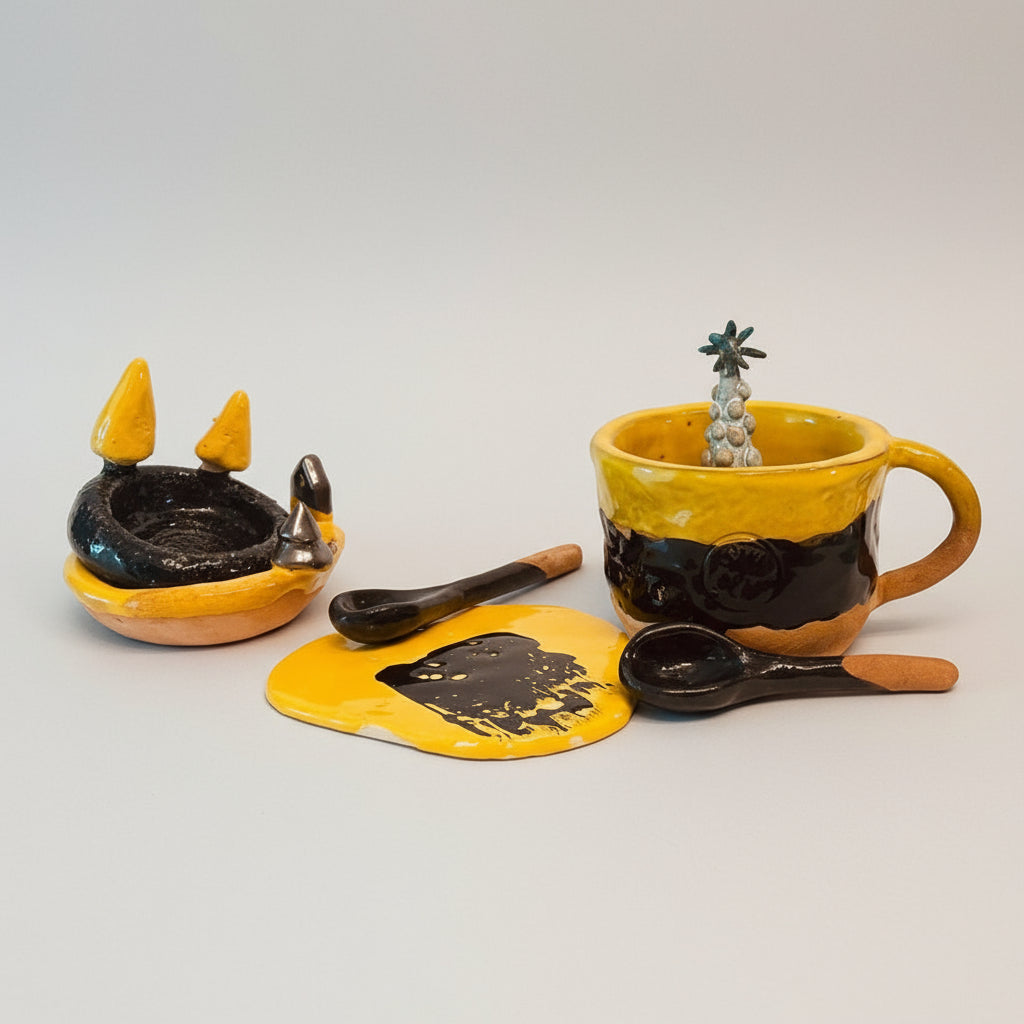 Set ceramică artizanală „Golden Dawn”