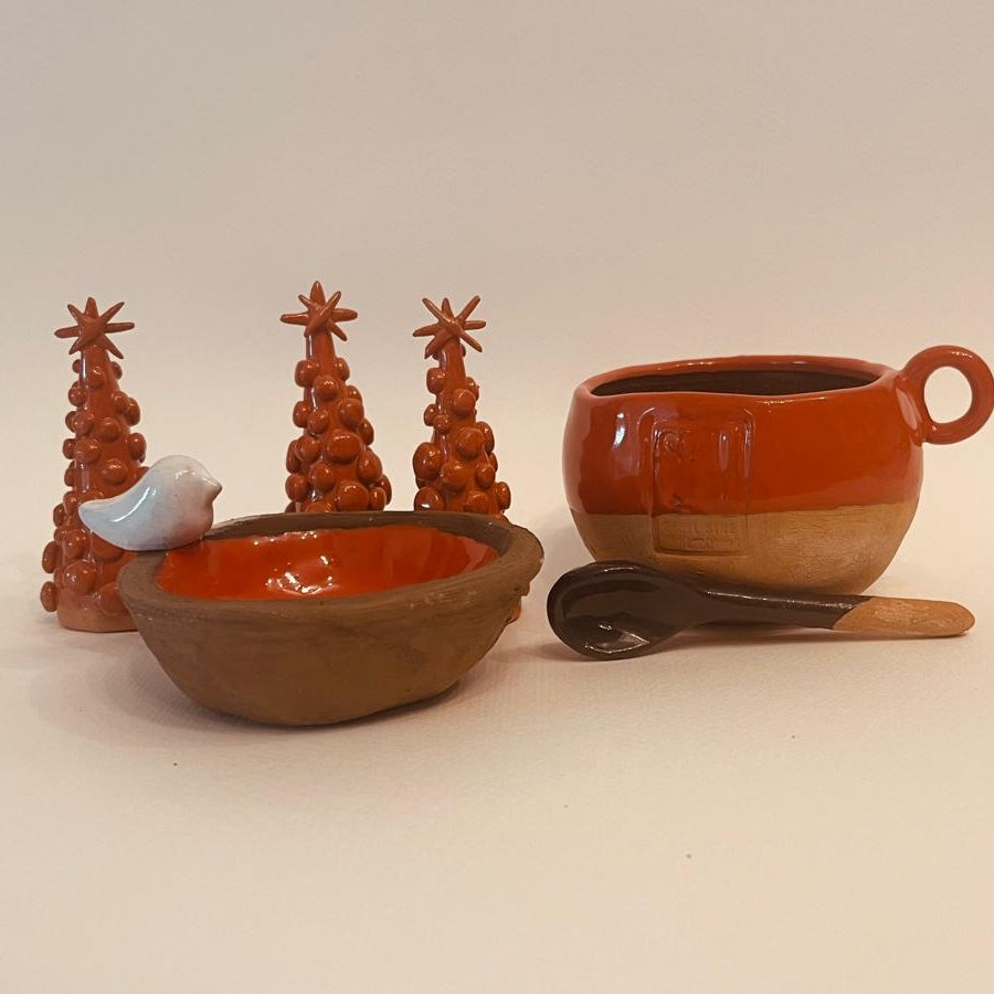 Set ceramică artizanală „Red Harmony”