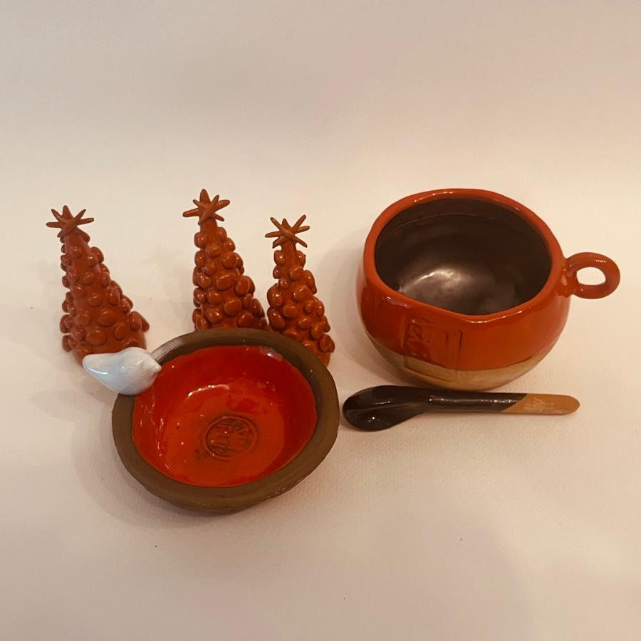 Set ceramică artizanală „Red Harmony”