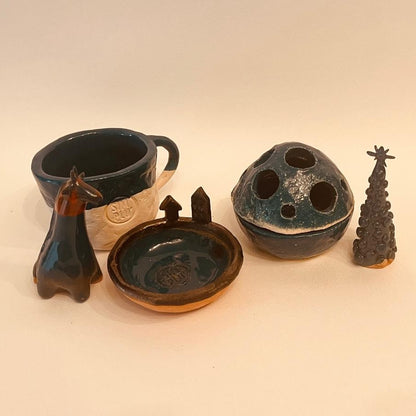 Set ceramică artizanală „Blue Forest”