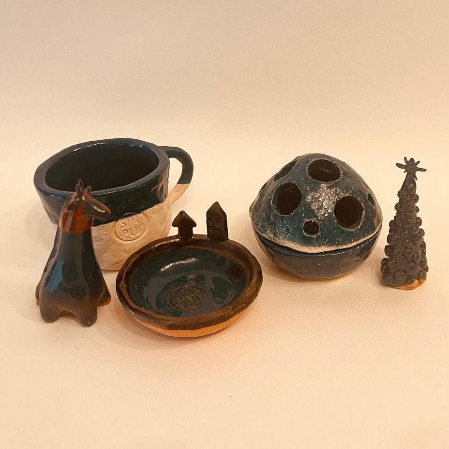 Set ceramică artizanală „Blue Forest”