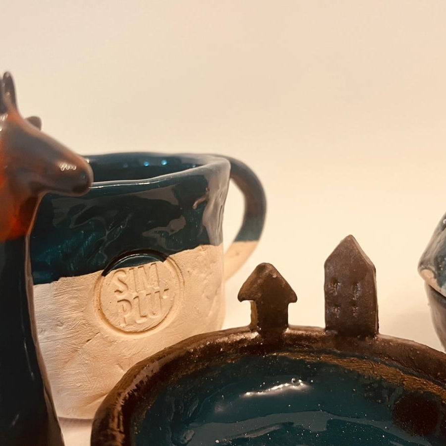 Set ceramică artizanală „Blue Forest”