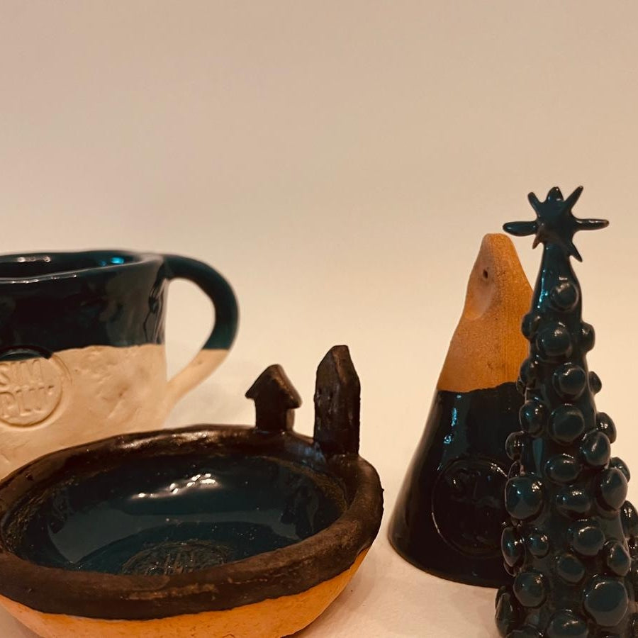 Set ceramică artizanală „Blue Dino”