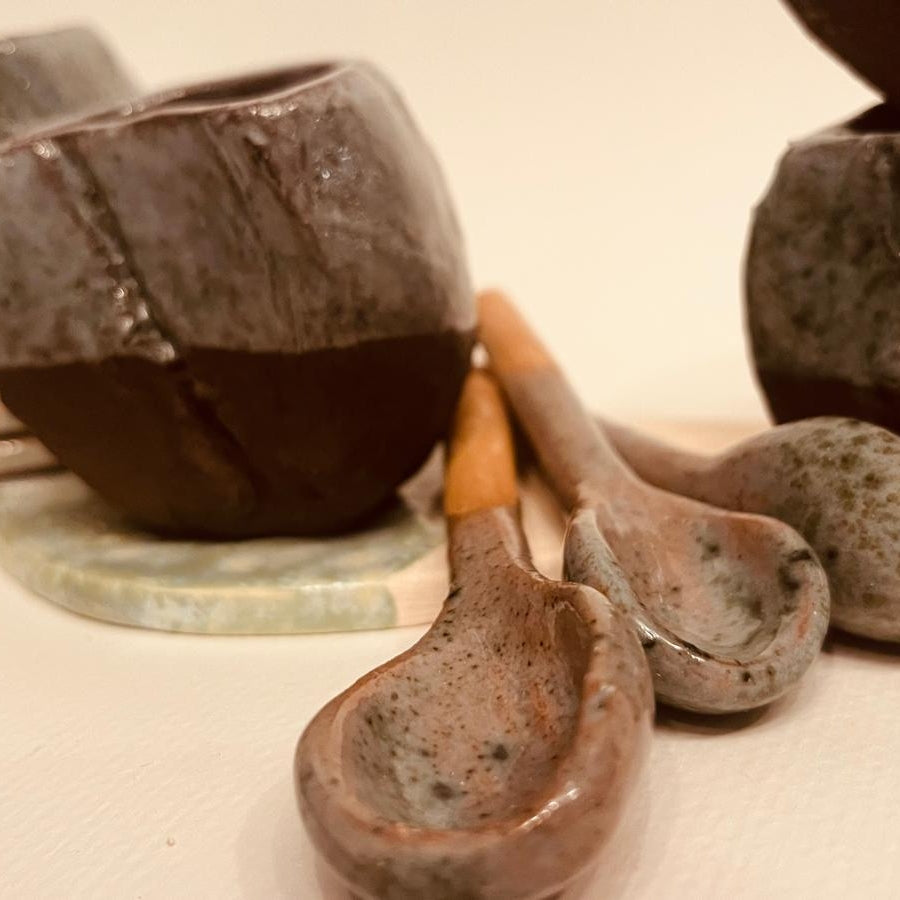 Set ceramică artizanală „Coffee Bean”