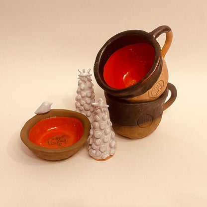 Set ceramică artizanală „Warm Contrast”