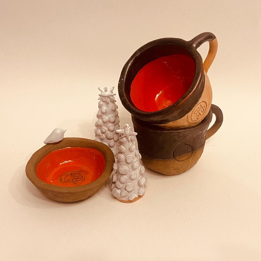 Set ceramică artizanală „Warm Contrast”