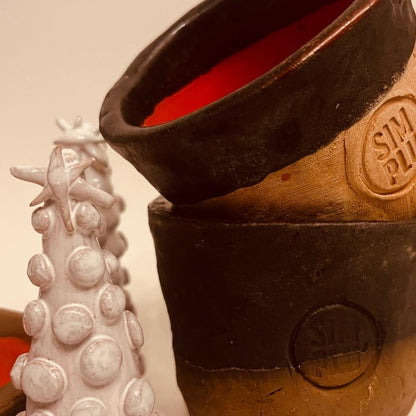 Set ceramică artizanală „Warm Contrast”