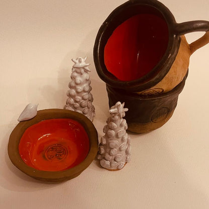 Set ceramică artizanală „Warm Contrast”