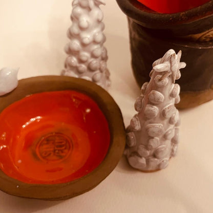 Set ceramică artizanală „Warm Contrast”