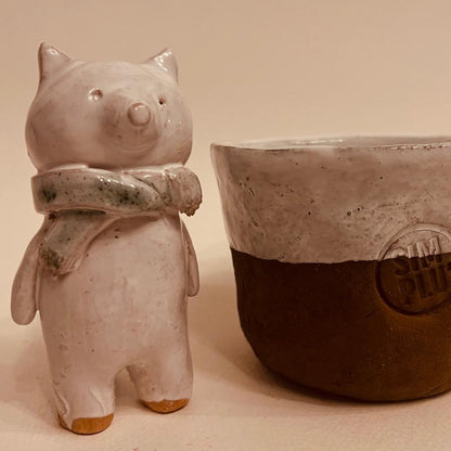 Set ceramică artizanală „Ursul cu fular”