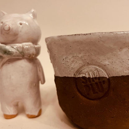 Set ceramică artizanală „Ursul cu fular”