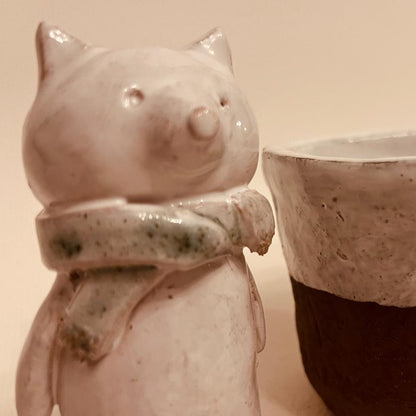 Set ceramică artizanală „Ursul cu fular”